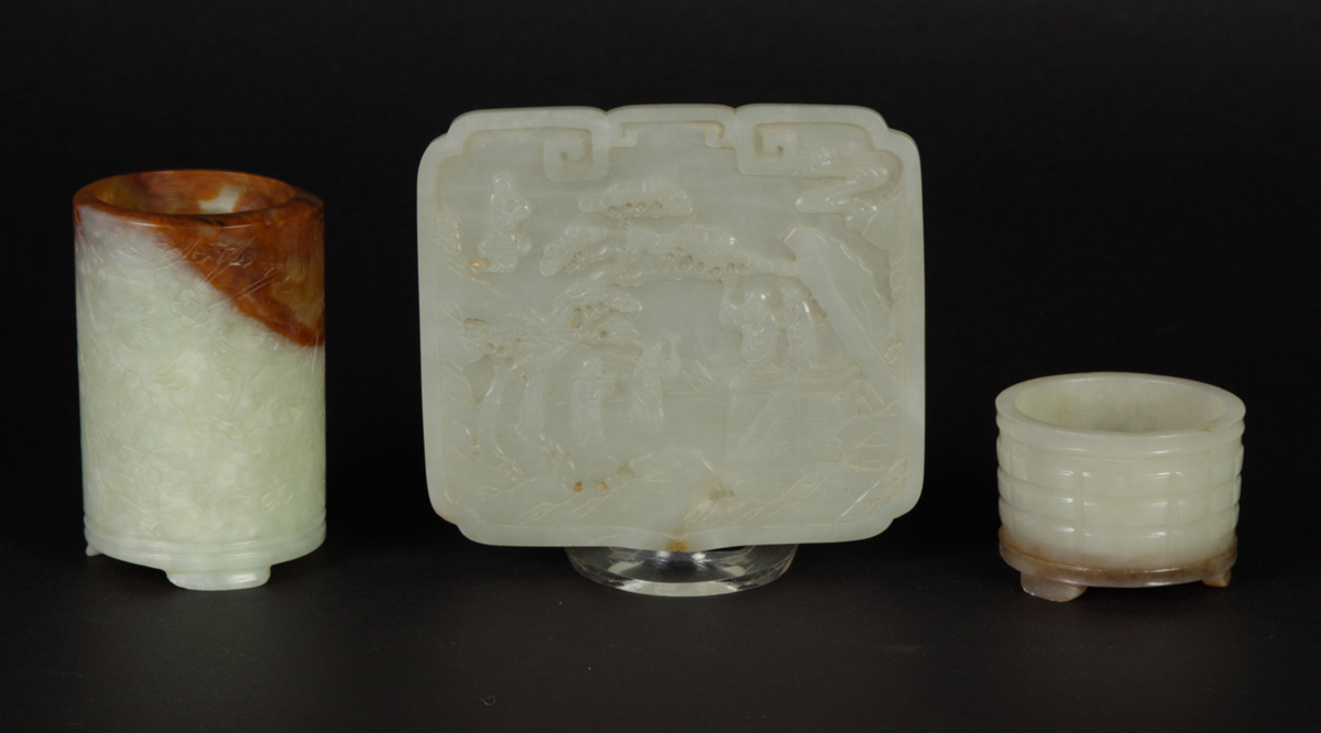 Chinese Carved Celadon Jade Scholars 1365a6