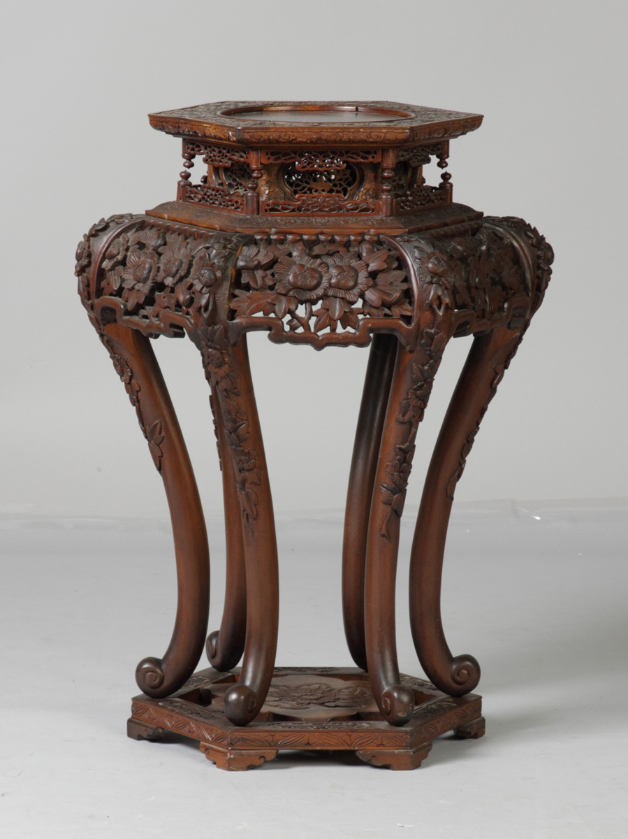 Carved Chinese Hardwood Stand 19th 1365b1