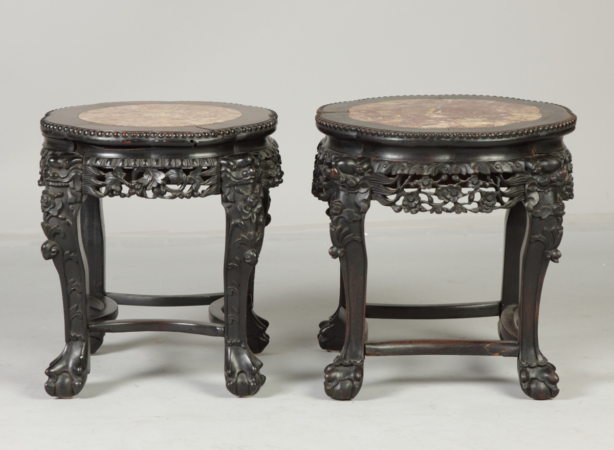 Chinese Carved Hardwood Stand with 1365b8