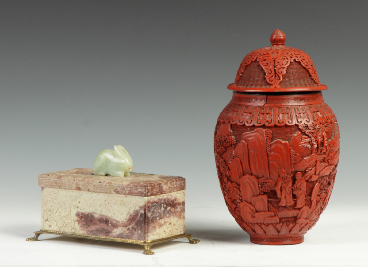 Chinese Cinnabar Covered Jar19th 1365ba