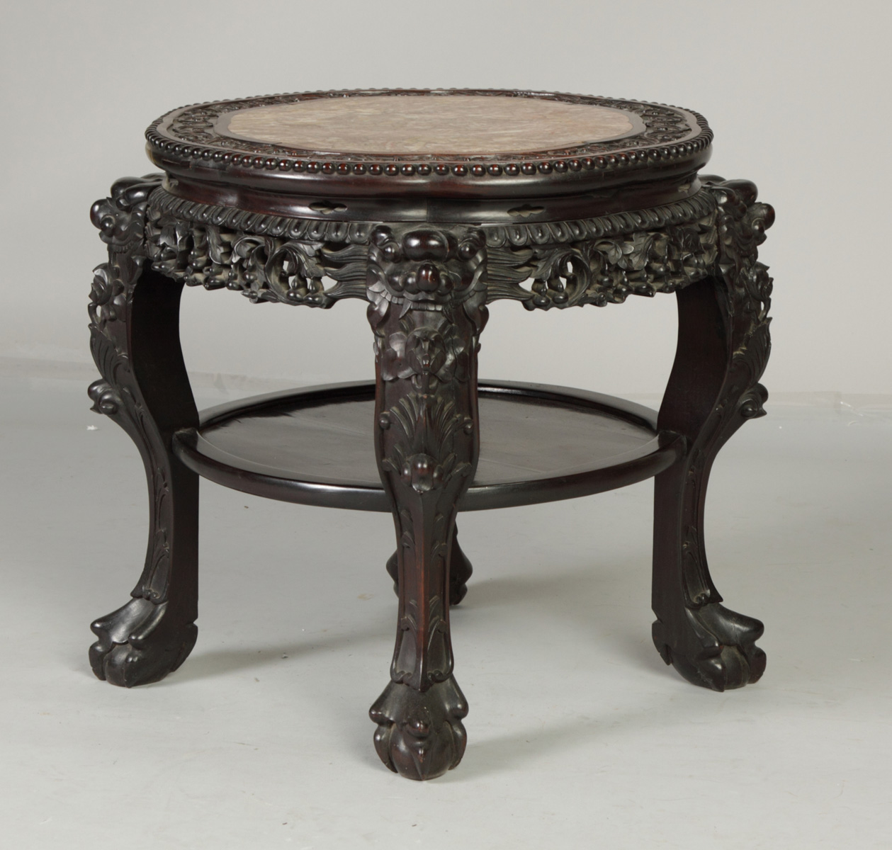 Chinese Carved Hardwood Stand with 1365be