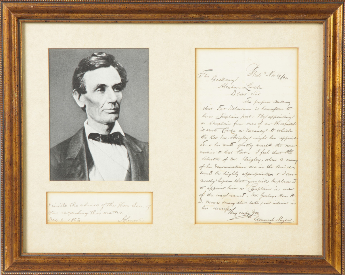 Sgn A Lincoln Letter Letter dated 1365da