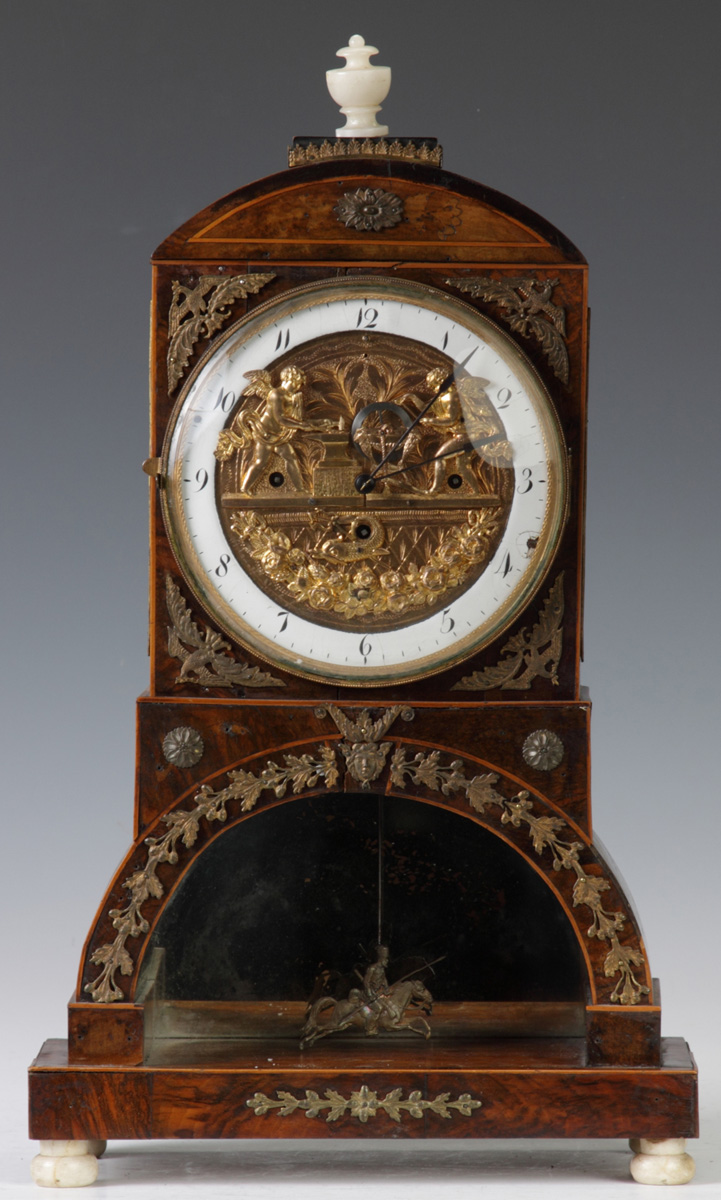 Austrian Mantle Clock Inlaid burl 1365e1