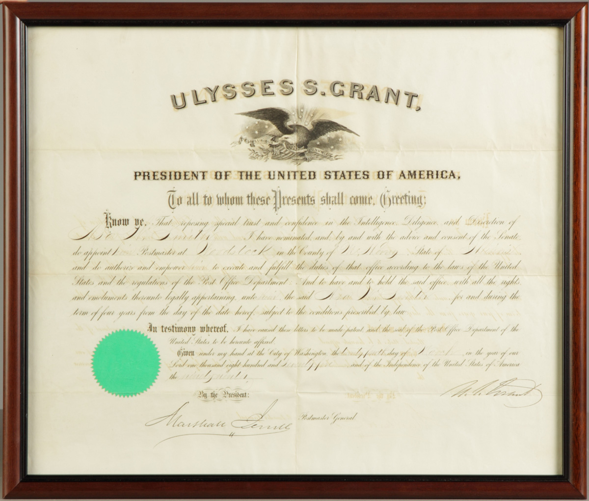 Sgn. Ulysses S. Grant Document Dimensions: