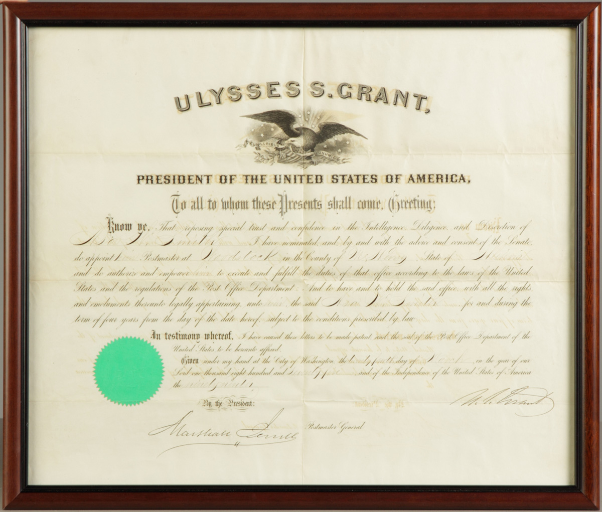 Sgn. Ulysses S. Grant Document