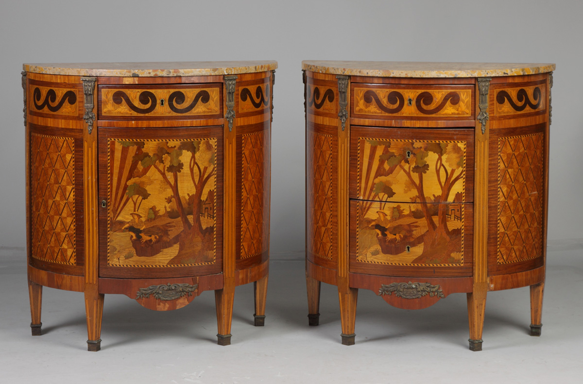 A Pair of French Inlaid Bow Front 1365ef