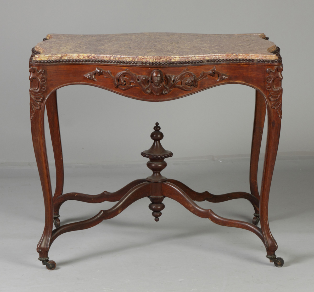 Victorian Carved Walnut Serpentine 1365e9