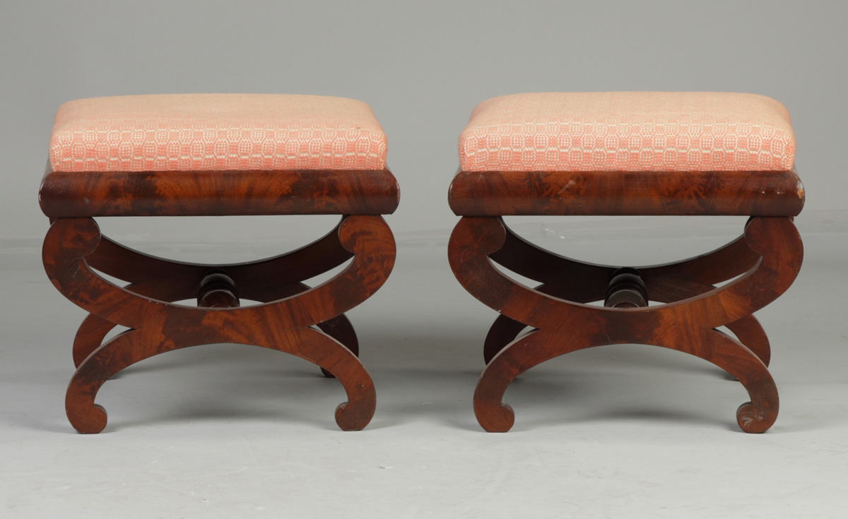 Pair of Empire Foot Stools Figured