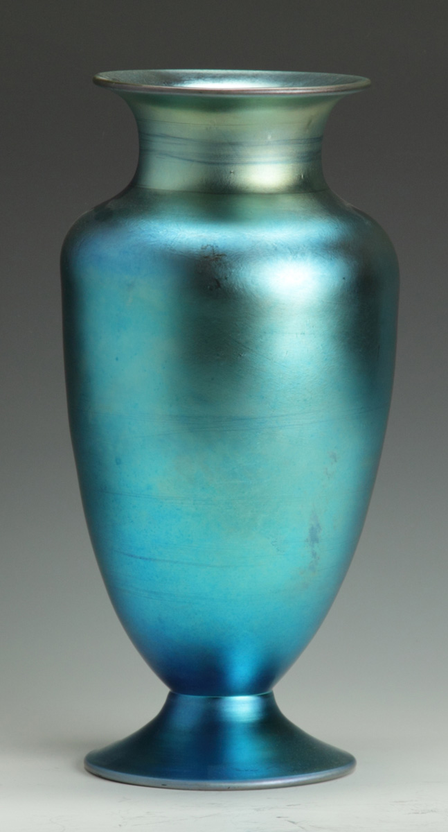 Steuben Blue Aurene Vase Sgn Steuben 136628