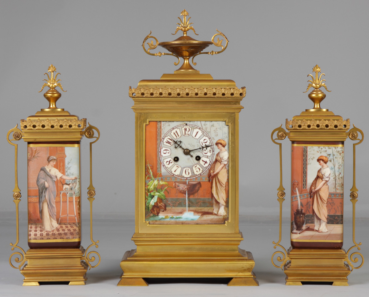 Victorian 3-Pc. Clock Set 19th