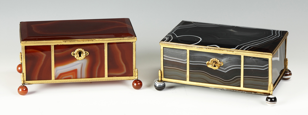 2 Onyx Bronze Boxes 20th cent Dimensions  136730
