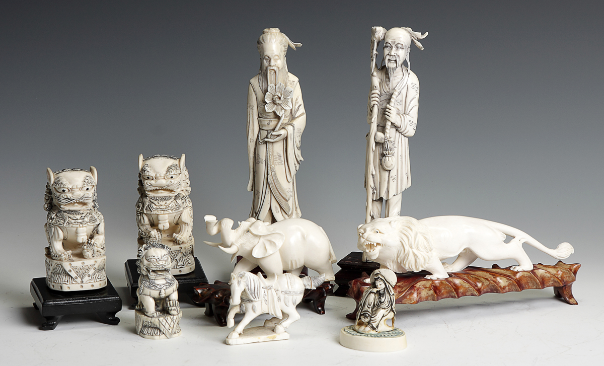 Group of 9 Carved Ivory Figures 13673f