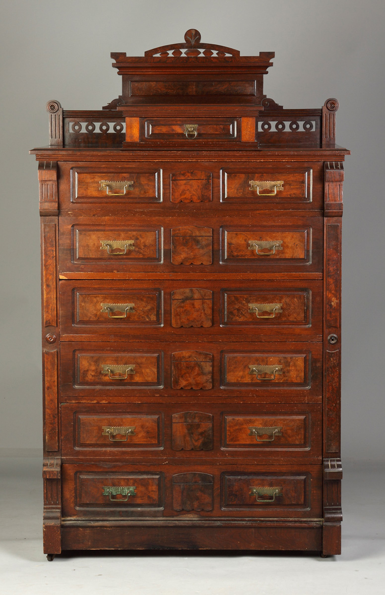 Victorian Walnut Burl 7 Drawer 136791