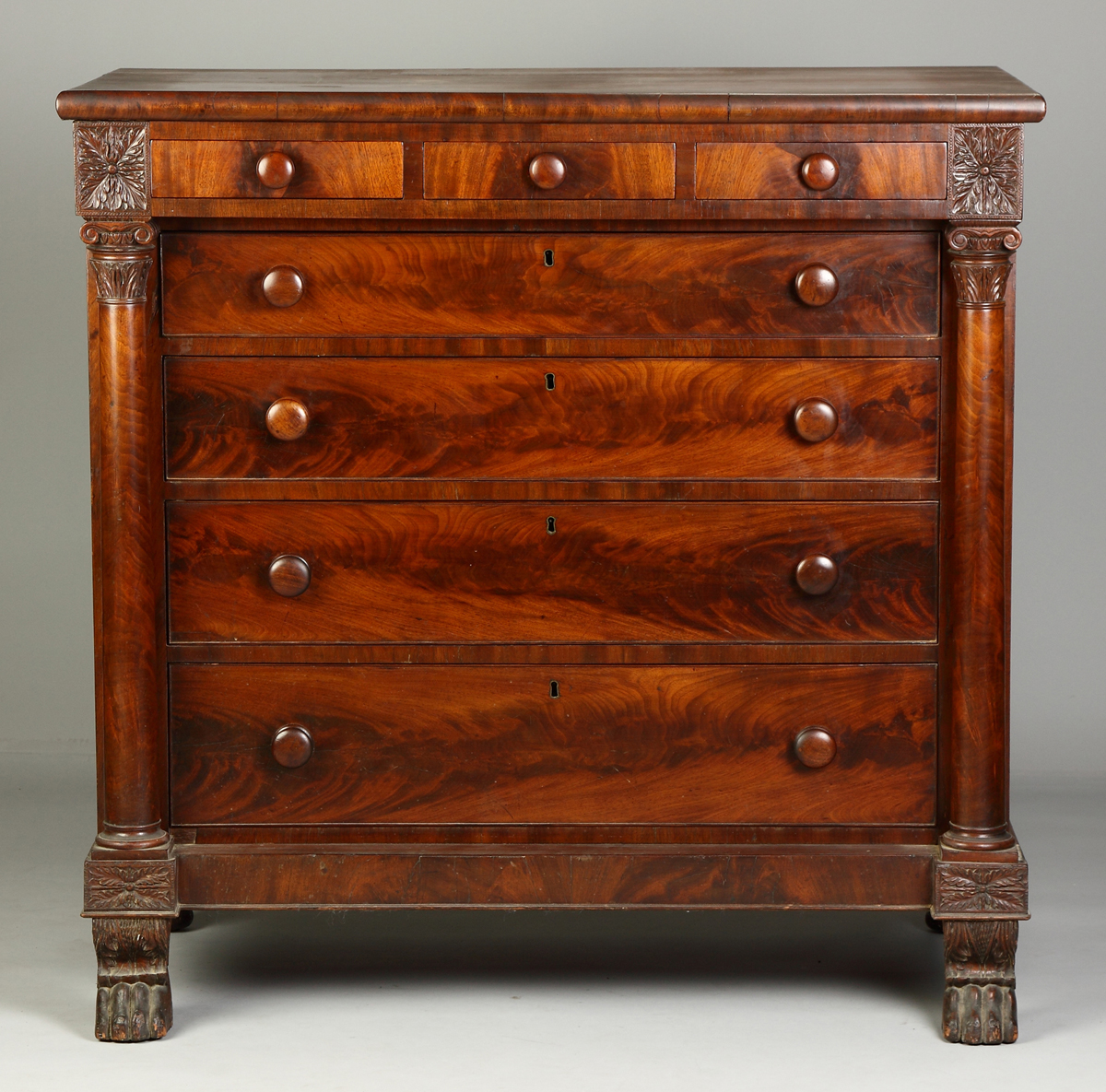 Empire Mahogany Chest C. 1840. W/columns