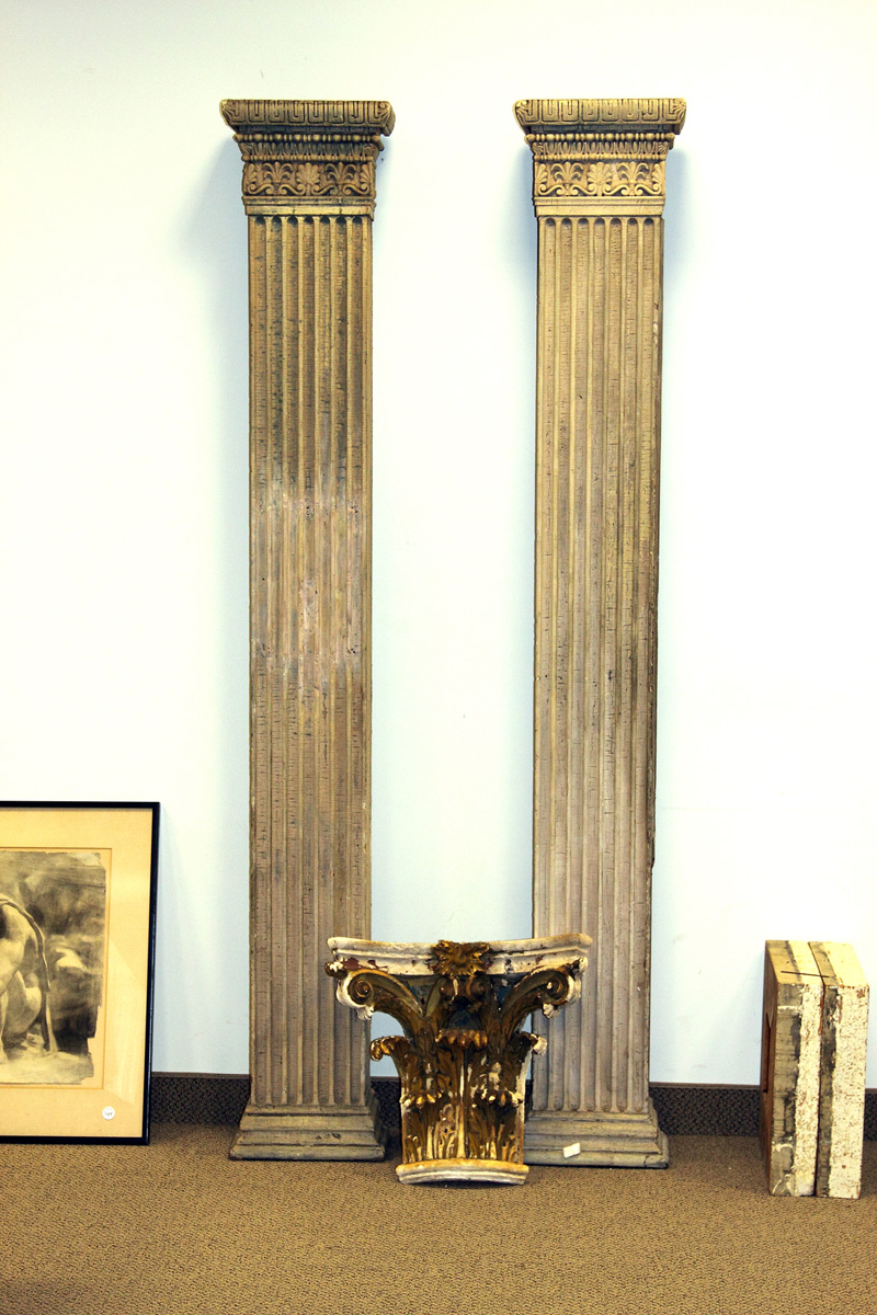 Pair of Fluted & Carved Columns