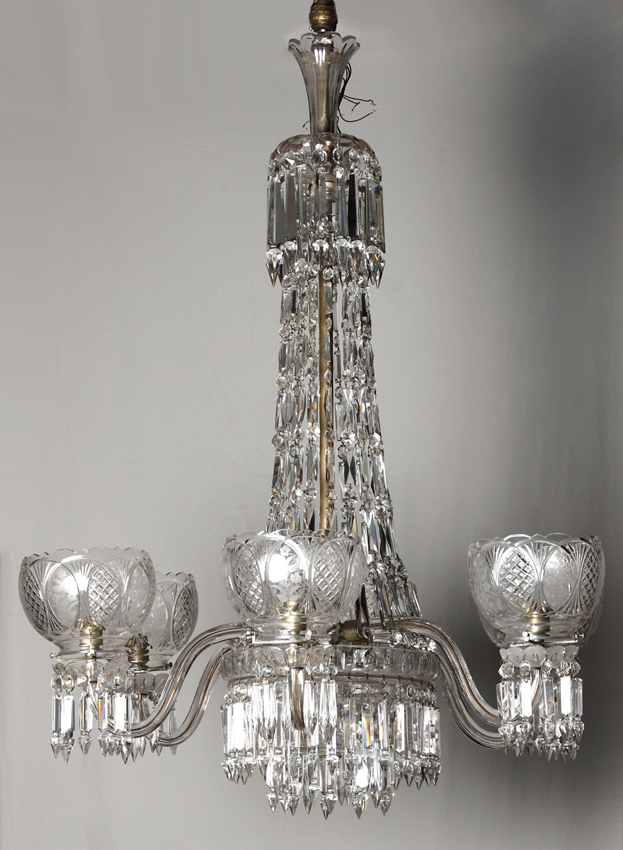 Cut Glass 6 Light Chandelier 19th