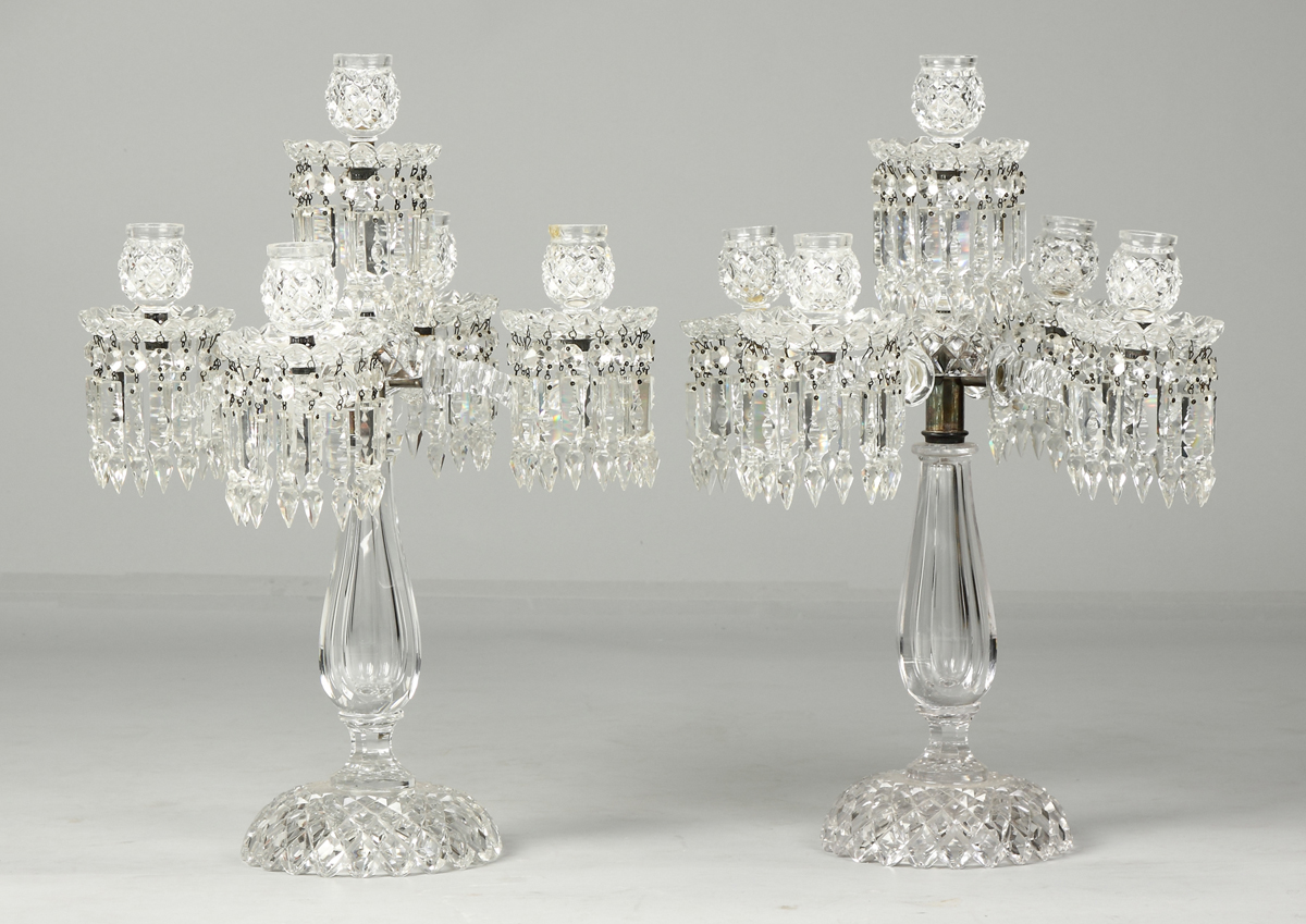 Pair of Cut Glass Candelabras 19th