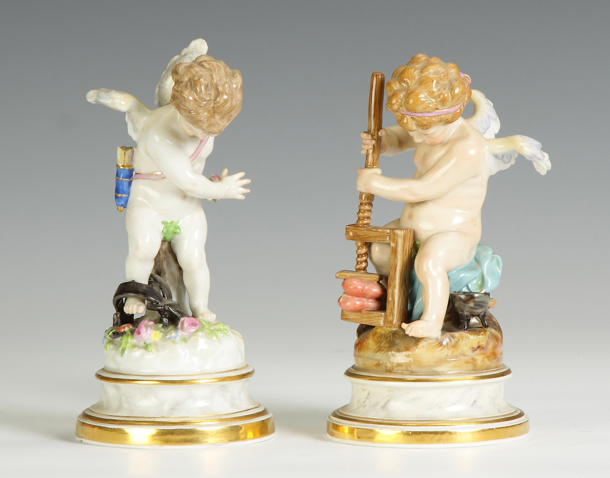 Two Meissen Cupid Figurines 19th