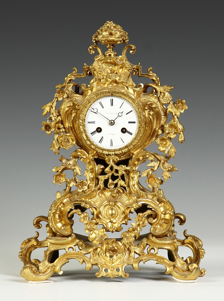 French Gilt Bronze Clock 19th cent  1368a8