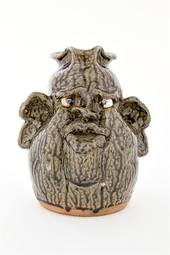 Southern stoneware face pitcher