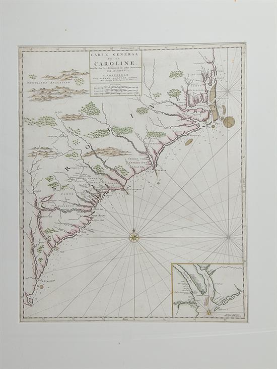 Rare early map The Carolinas Pierre 1368ee