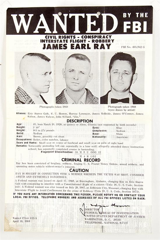 Original 1968 FBI Wanted Poster: