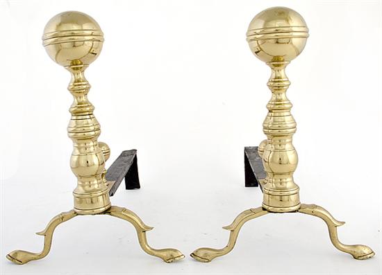 Federal brass belted ball top andirons 136922