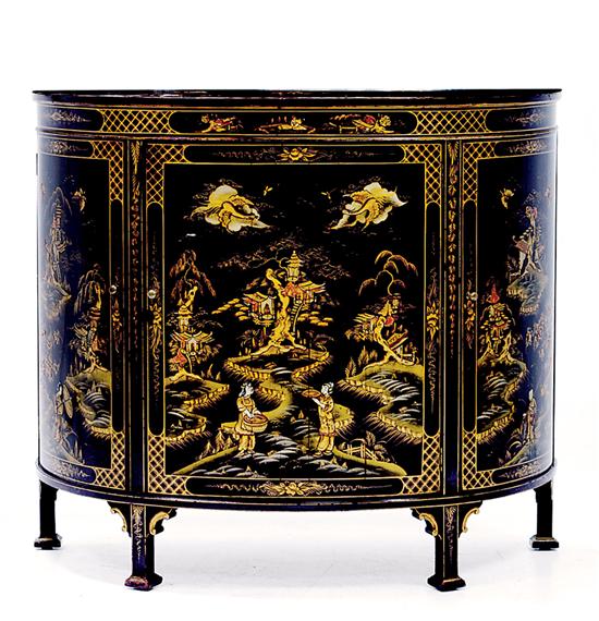 Chippendale style Chinoiserie demilune 13697c