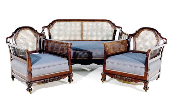 Carved mahogany and cane bergere 136982