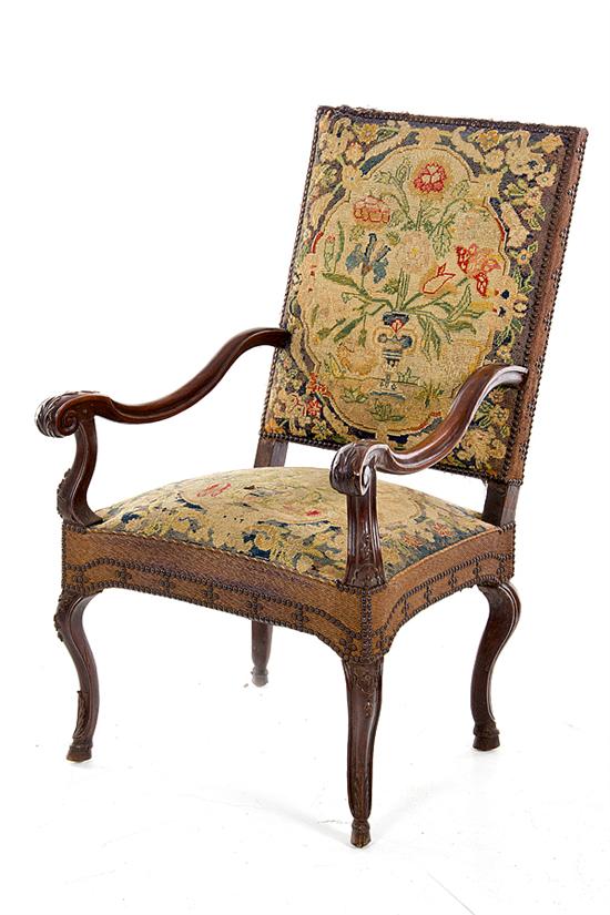 George II style walnut and needlepoint