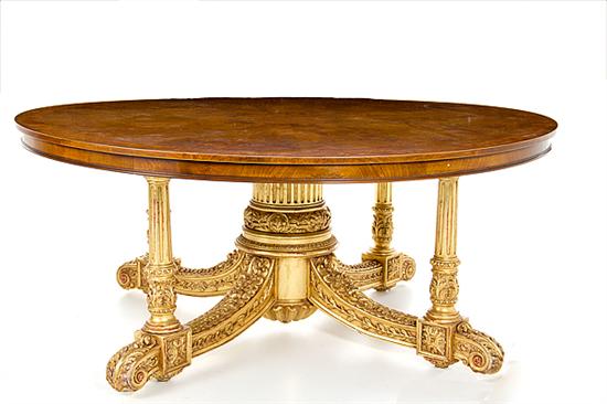 Parcel gilt walnut center table 136989