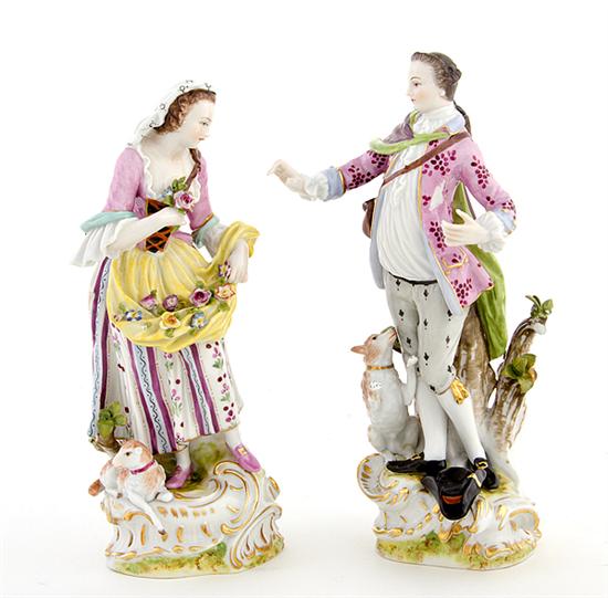 Pair German porcelain figures early