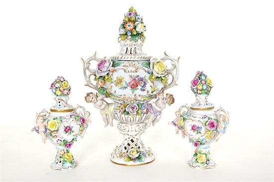 German porcelain garniture early 20th