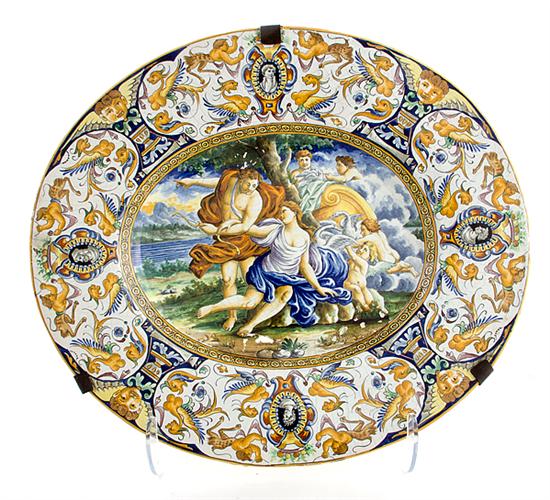 Italian majolica oval charger late