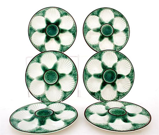 Majolica oyster plate set attributed 1369ad
