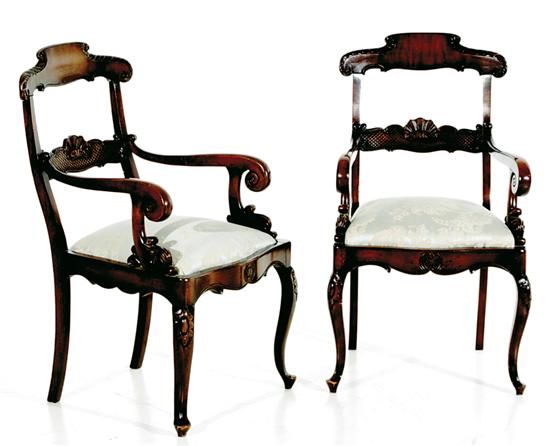 Pair Regency style mahogany armchairs