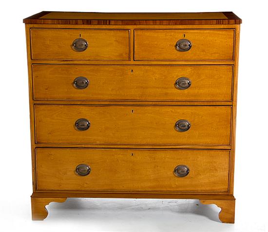 English Victorian satinwood chest 1369de