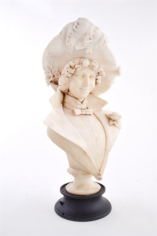 Italian carved alabaster bust 19th