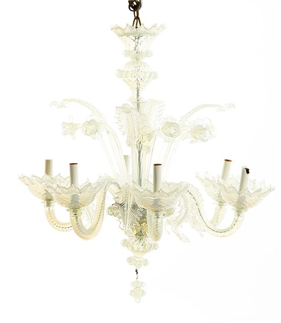 Murano glass six light chandelier 136a07