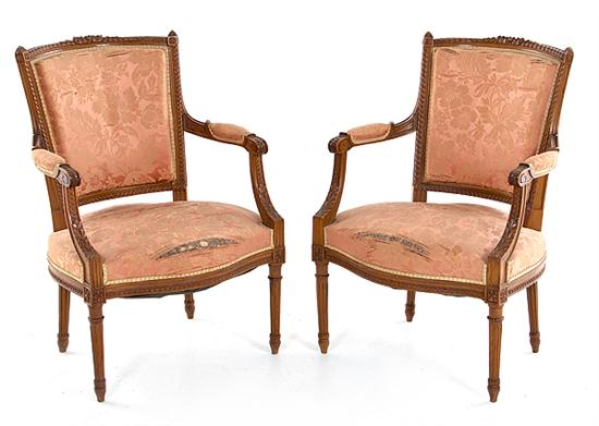 Pair Louis XVI carved fruitwood 136a29