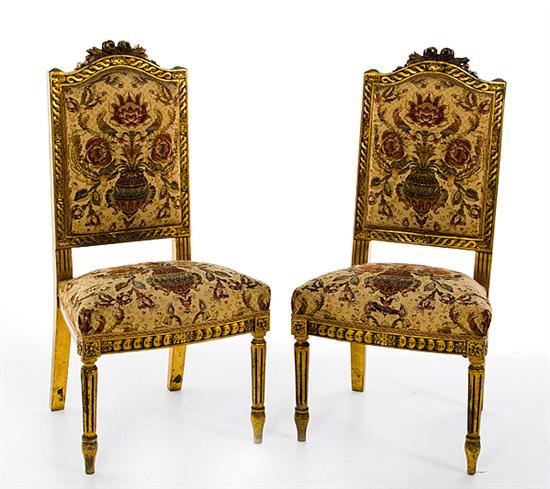 Pair Louis XVI style carved giltwood