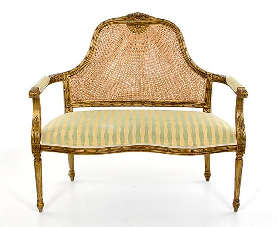 Louis XVI style giltwood settee 136a4e