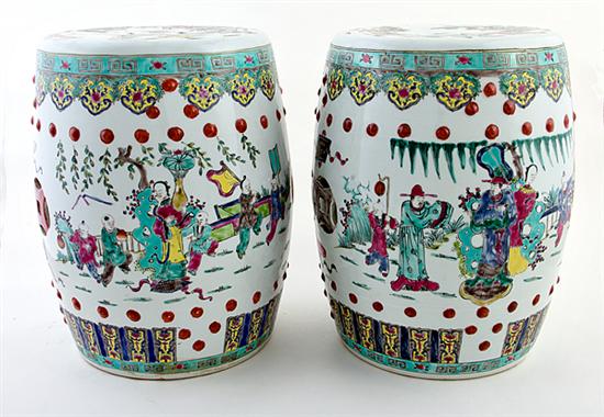 Pair Chinese Export porcelain garden 136abd