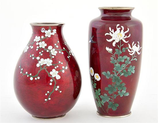 Japanese cloisonne vases signed 136ace