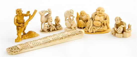 Japanese carved ivory figures 19th