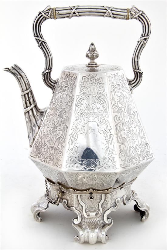 Victorian sterling kettle on stand