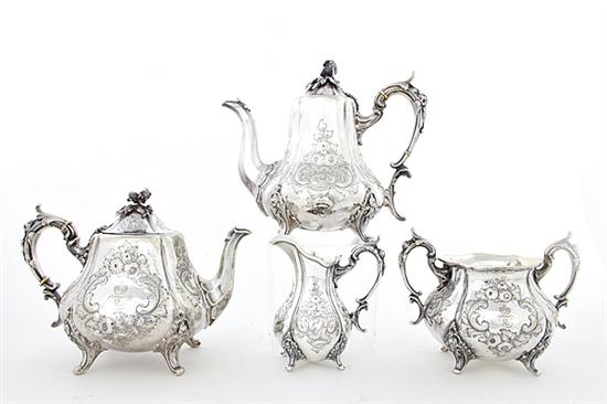 Victorian silverplate four-piece tea