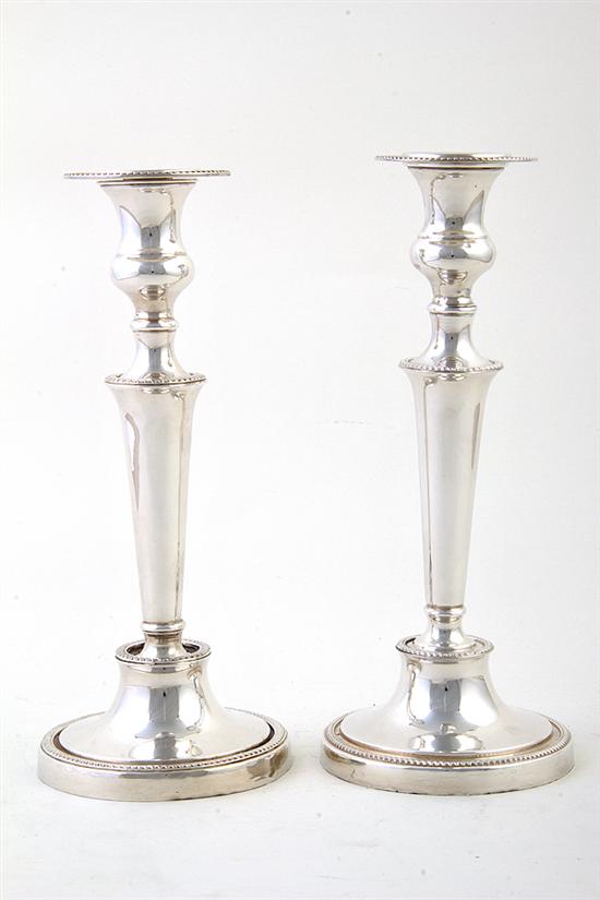 Pair English Sheffield plate candlesticks