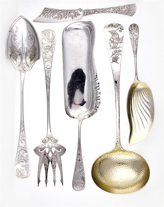 Whiting engraved serving and flatware