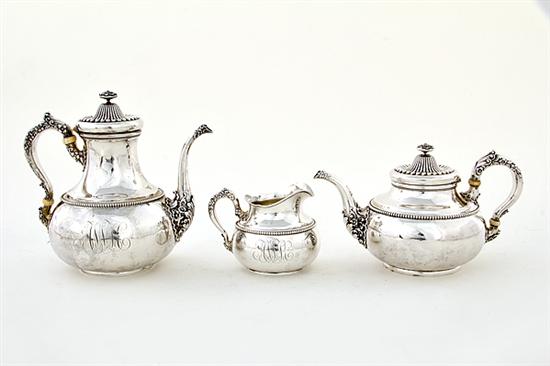 Whiting sterling three-piece tea